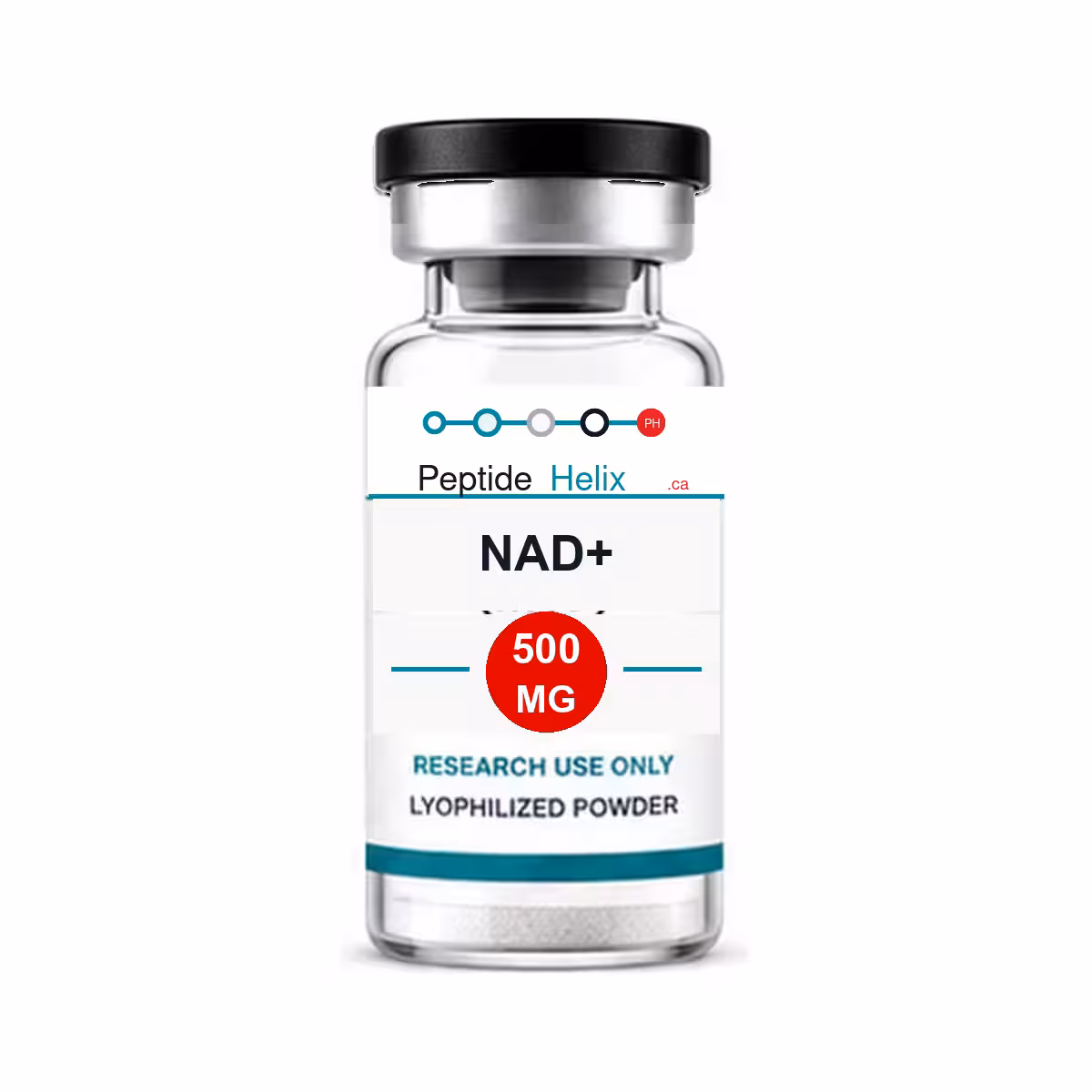 NAD+ product vial image for research peptide: NAD+ is commonly studied for cellular energy production and healthy-aging pathways.
